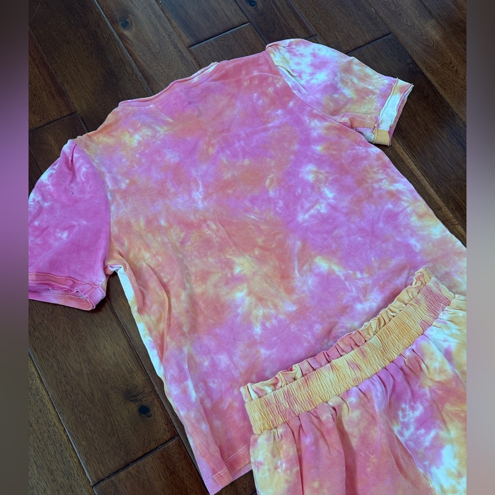 Free the Roses Women’s Tie-Dye Pajama Set - Pink and Orange - Size Small - Picture 7 of 7